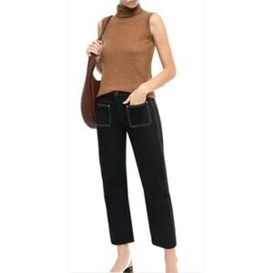 KHAITE Noah Ankle Mid-rise Straight-leg Jeans In Black Fisherman Size 30”